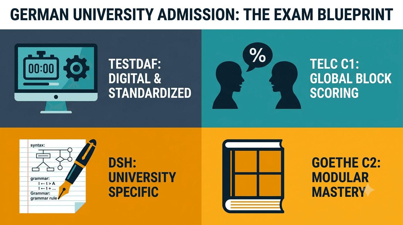 TestDaF vs telc vs DSH vs Goethe: The Strategic Blueprint for German University Admission